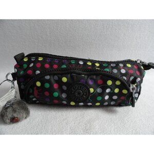 New! Kipling Colorful Polka Dots Cute Pencil Case